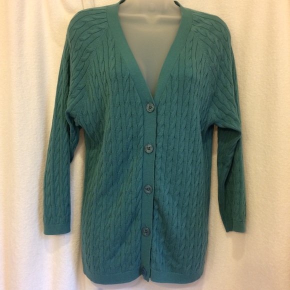 Talbots Teal Cardigan Teal Size L - Picture 1 of 4